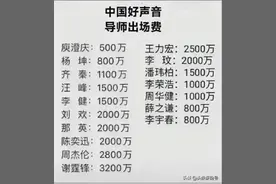 终于把中国好声音“导师出场费”整理好了，收藏起来看看，厉害吧图片