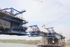 新唐白河大桥左幅连续梁5月中旬合龙图片