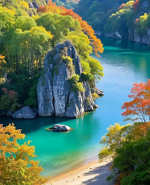 悬崖湖的秋炏：翡翠湖的诗意回响