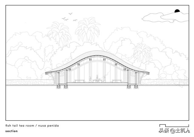 巴厘岛度假村——来自被海洋生物启示的大型竹屋顶