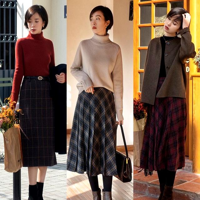 秋冬穿“长裙+短靴”，显高显瘦显气质