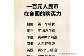 一百元人民币在各国的“购买力”，在中国能买什么图片
