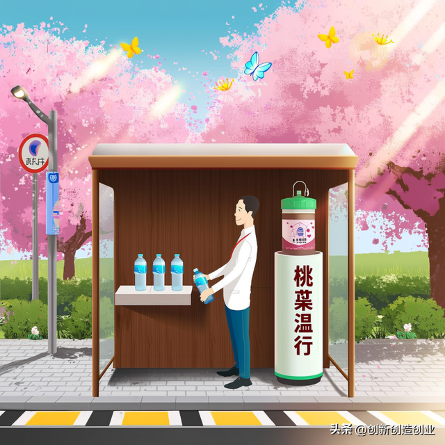 “公交司机、桃花、蝴蝶、暖水瓶"元素组合发明：智能暖饮服务站