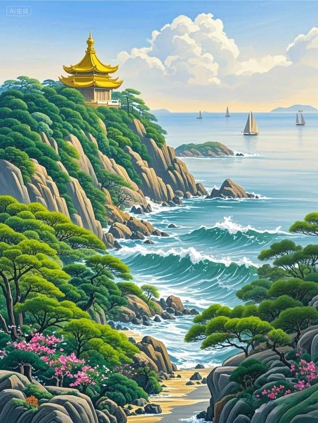 跟着插画去旅行—普陀山仙境