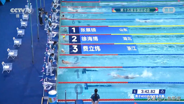 张展硕3分42秒82夺男子400米自由泳冠军，潘展乐孙杨位列第5和第6
