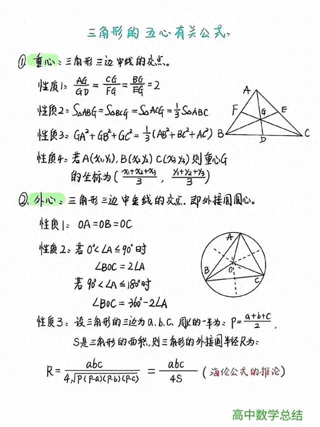 三角形五心分别指的是什么(三角形五心公式来了)