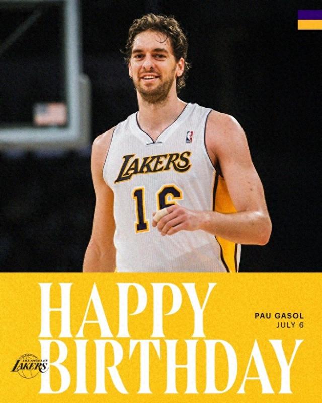 🎂湖人官方祝福大加索尔45岁生日快乐：生日快乐 保罗💜