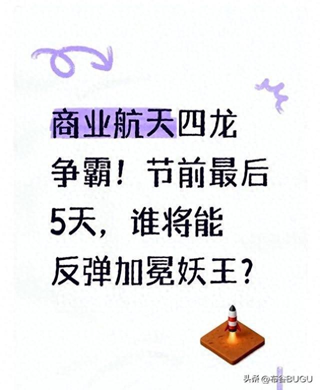 商业航天四龙争霸！节前最后5天，谁将能逆袭问鼎妖王？