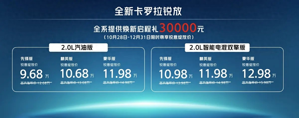 卡罗拉suv2026款型报价表_2026款卡罗拉锐放价格_卡罗拉锐放混动车型评测