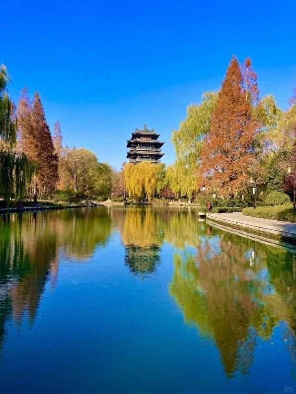 泛舟汉城湖：天地金黄，湖水碧绿，在水面上邂逅不一样的汉长安城