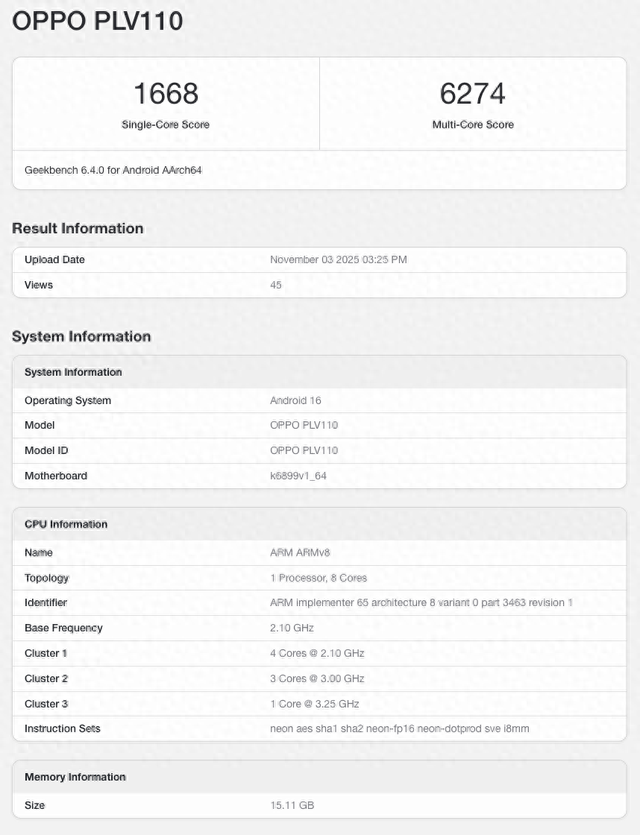 【新机】OPPOReno15系列跑分曝光 或全系搭载天玑8450