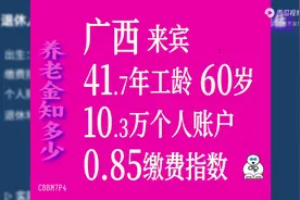 广西来宾，工龄41.7年，个人账户10.3万，60岁退休养老金计算图片