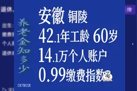 安徽铜陵市42.1年工龄养老金个账14.1万！图片