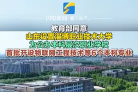 3月18日（发布），教育部同意山东设置淄博职业技术大学，淄博职业技术大学为公办本科层次职业学校，首批开设物联网工程技术等6个本科专业。#高校 #学无止境视频封面