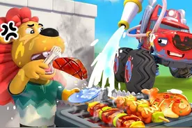 新兵消防车作业频繁失误，把狮子大哥的烧烤浇灭了？ #宝宝巴士视频封面