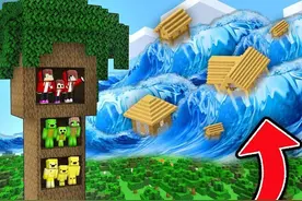 我的世界：巨型海啸来袭，杰杰麦琪该如何生存？ 我的世界