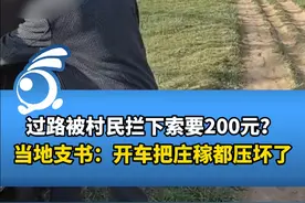 过路被村民拦下索要200元？当地支书：开车把庄稼都压坏了。视频封面