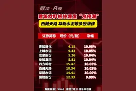 建筑材料板块爆发“涨停潮”  西藏天路、华新水泥等多股涨停！