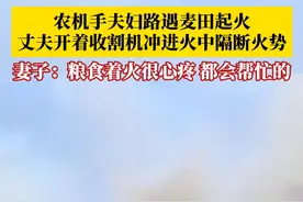 农机手夫妇路遇麦田起火，丈夫开着收割机冲进火中隔断火势，妻子：看到粮食着火很心疼，看到都会帮忙的。#麦田起火 #收割机救火 #粒粒皆辛苦视频封面