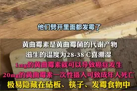 全是黄曲霉素！#女子劈开菜板发现满是霉菌  赶紧自查！