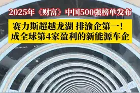 2025年《财富》中国500强榜单近日发布，赛力斯、龙湖集团等7家重庆企业上榜。赛力斯超越龙湖集团，排名渝企第一！成全球第四家盈利的新能源车企。#媒体精选计划视频封面