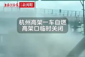 杭州高架一车自燃 高架口临时关闭 #杭州