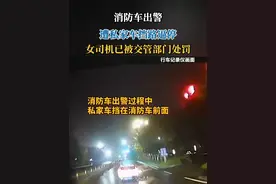 近日，陕西渭南。消防车出警过程中被私家车挡路，消防车多次鸣笛后，女司机仍未让道，一度逼停消防车。目前，该女子已被交管部门处罚。视频封面