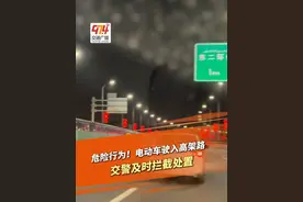 危险行为！电动车驶入高架路  交警及时拦截处置  #交通出行  #外卖小哥  #高架桥  #危险驾驶  #安全驾驶