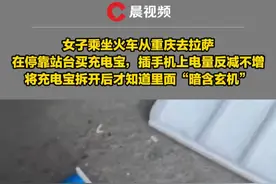 女子乘坐火车从重庆去拉萨，在停靠站台买充电宝，插手机上电量反减不增，将充电宝拆开后才知道里面“暗含玄机”