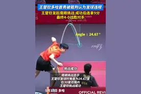 王楚钦多哈首秀被裁判认为发球违规，王楚钦发起鹰眼挑战，成功后连拿9分，最终4-0战胜对手#王楚钦  #多哈世乒赛视频封面