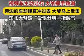 6月5日发布，#视频车主动让行大爷挥手致谢  ，旁边的车却径直冲过去 大爷马上反击，东北大爷这“爱恨分明”挺解气。