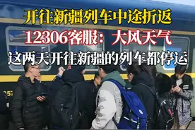 开往新疆列车中途折返：12306客服：大风天气，这两天开往新疆的列车都停运.