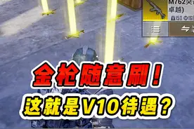 这就是V10特权？七级套随意刷！金枪铺满地面 #和平精英战场进化