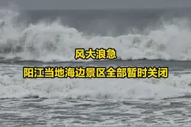 风大浪急，阳江当地海边景区全部暂时关闭 #台风韦帕