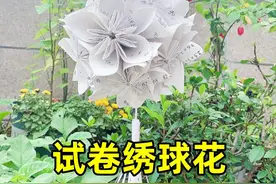 做一朵试卷绣球花，很好看呀#手工diy #折纸 #花朵视频封面