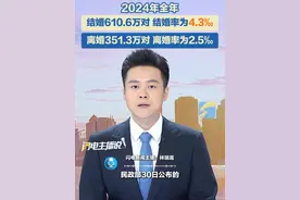 2024年中国结婚登记610.6万对， 结婚率为4.3‰ ，依法办理离婚手续351.3万对， 离婚率为2.5‰。#结婚 #登记 #离婚视频封面