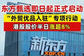 东方甄选即日起正式启动，“外贸优品入驻”专项行动，港股股价半日涨超8%#东方甄选  #外贸  #股市  #股票视频封面