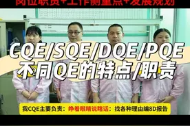 CQE/SQE/DQE/PQE哪个更有发展前途？ 不同QE质量工程师的区别和工作侧重点！#质量管理 #品质管理 #质量工程师 #sqe #ipqc @抖音短视频
