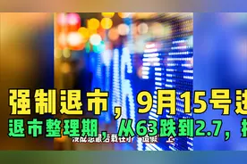 强制退市，9月15号进入退市整理期，从63跌到2.7，抄底的大亏96%视频封面