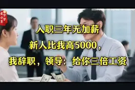 入职三年无加薪，新人比我高5000，我辞职，领导：给你三倍工资视频封面