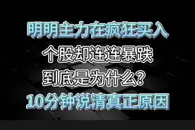 主力疯狂买入，股票却连连暴跌？10分钟说破真正原因