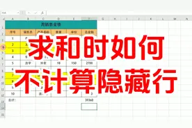 excel求和不计算隐藏行，求和忽略隐藏数据不计算，excel教程
