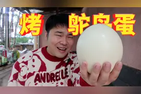 88元一颗鸵鸟蛋比鸡蛋大10倍，整颗碳烤鸵鸟蛋是什么味道？