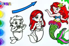 儿童简笔画：学画可爱的美人鱼公主爱丽儿，从宝宝到成年的全过程
