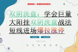 双阴洗盘：学会巨量大阳挂双阴经典洗盘战法 短线进场爆拉涨停视频封面