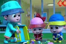 益智早教动画，下雨啦！宝贝一家穿上雨衣雨鞋去跳水坑