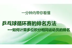 乒乓球循环赛标准积分方法（五）多位积分相同运动员如何计算排名