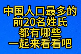 中国人口最多的，前20名姓氏，都有哪些，一起来看看吧视频封面