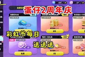 蛋仔派对：蛋仔2周年庆，彩虹币每日免费领，还有1元小鲨鱼！