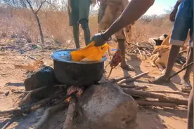 哈扎比部落一起狩猎狒狒，享受烹饪视频封面